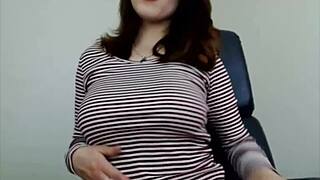 Russian Babe with Big Boobs Fingers Pussy on Webcam
