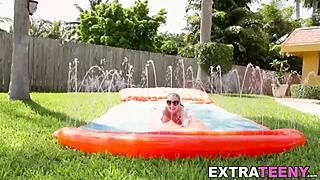 Teen feels intense pleasure during outdoor suck and fuck