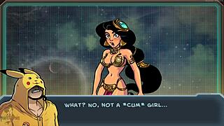 Sultry genie in a porn game called Akabur