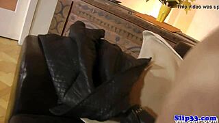 Eurobabe in Skirt Teasing Old British Guy
