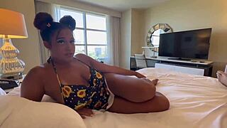 Stepbro shares a bed with his curvy stepsis on holiday