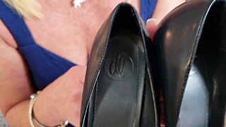 Housewife in pantyhose, dirty talking MILF with pierced nipples