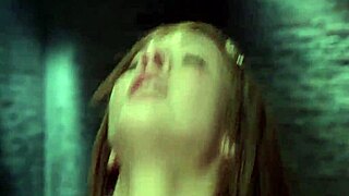 A woman with her tongue tied up during sexual intercourse