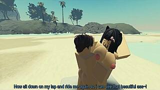 Playing with my Roblox catgirl at the beach