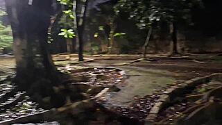Wife gets a quickie of cum in her vagina outdoors