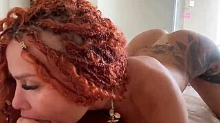 Gorgeous babe shakes big tits while riding huge cock