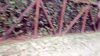 Watched sexy redhead in nature, daring and free
