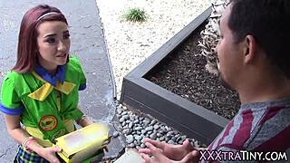 Small girl fucks with a big dick