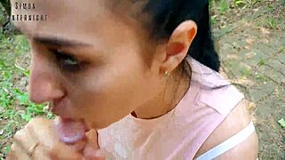 Phone vlog ends with a risky quickie in the public park.