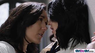 Tattooed Waitress Strapon Fucked by Dominant Lesbian Milf in Wild Encounter