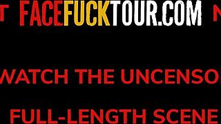 face fuck tour - amateur redhead babe gags on sloppy deep throat action