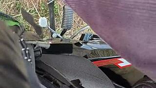 dick flash while masturbating outdoors with ladies watching from afar