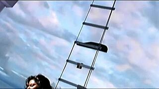 Exotic beauty rides anal hard on a rocking boat outdoors