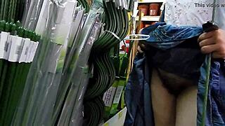 Hairy Upskirt Caught Flashing in Shop