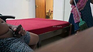 maid teases owner with sneaky handjob.