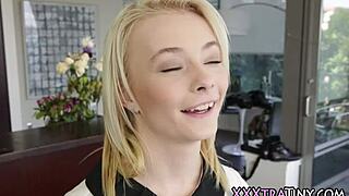 Tiny Blonde Gets Cummed On Small Tits